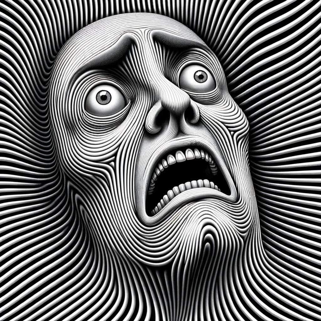 a representation of anxiety, digital art, op art